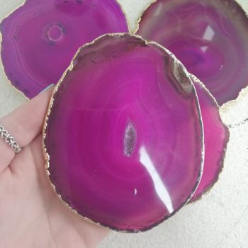 Agate Slice - Pink - Gold Plated